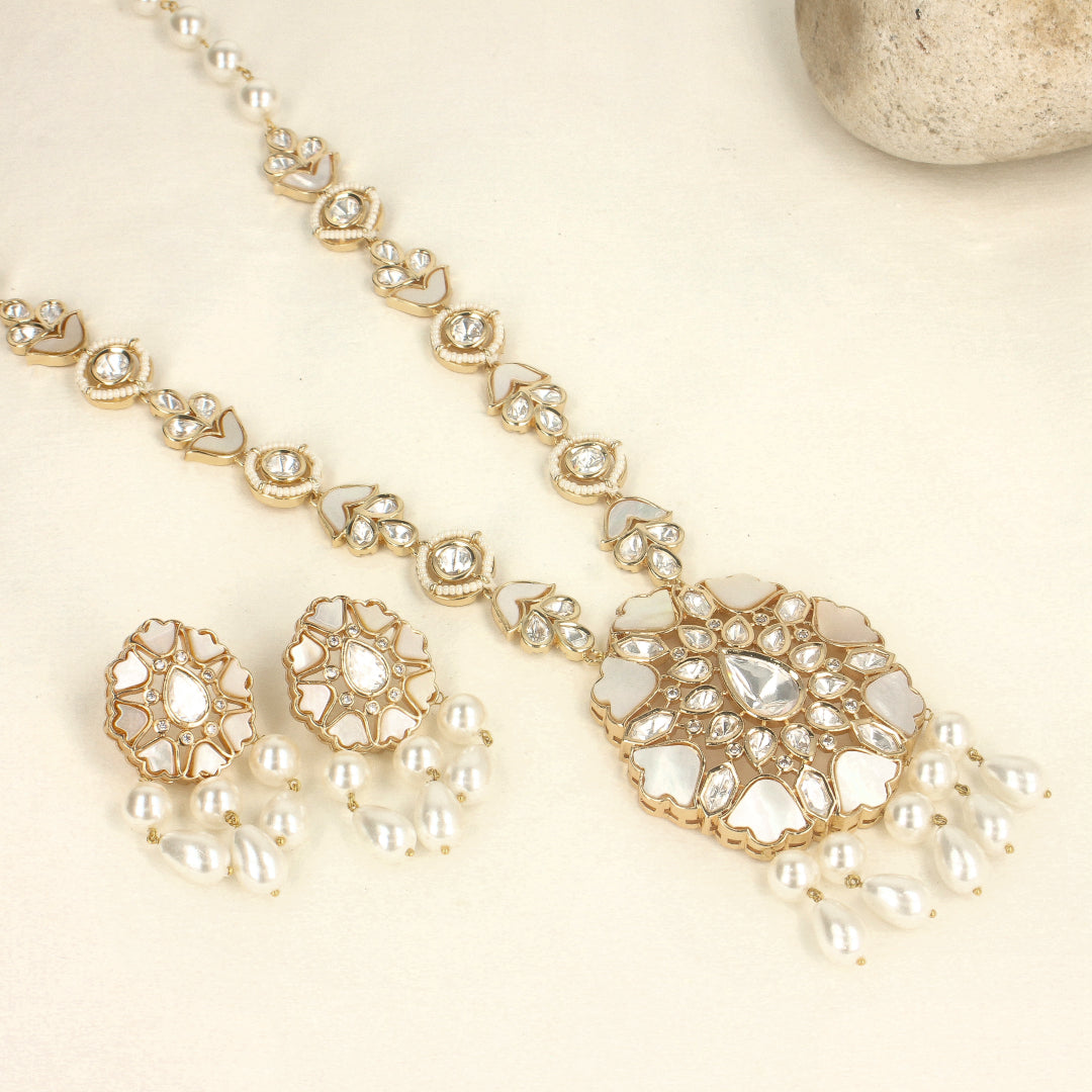 Long Kundan Necklace Set- SIA433388