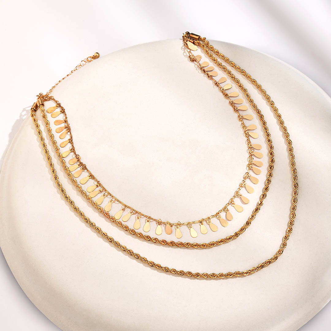 Gold Toned Multi Layer Necklace - AHACN-1126