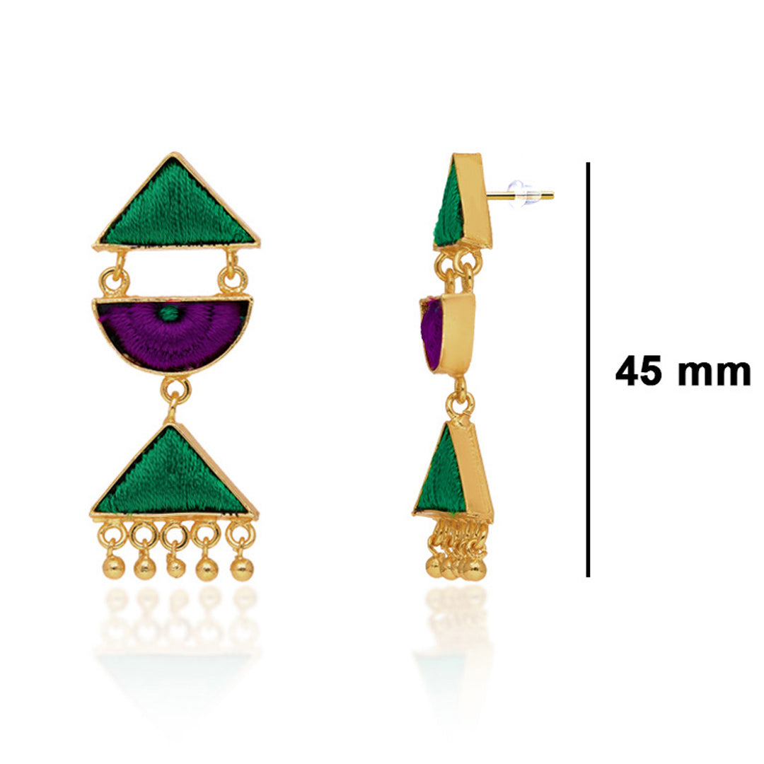 Whizz Triangle Phulkari Earrings - BBZ110