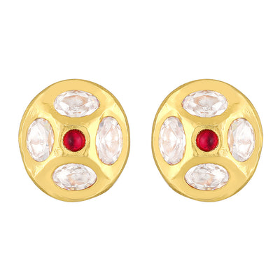 Simply Ruby Small Kundan Studs Earrings - HRER101