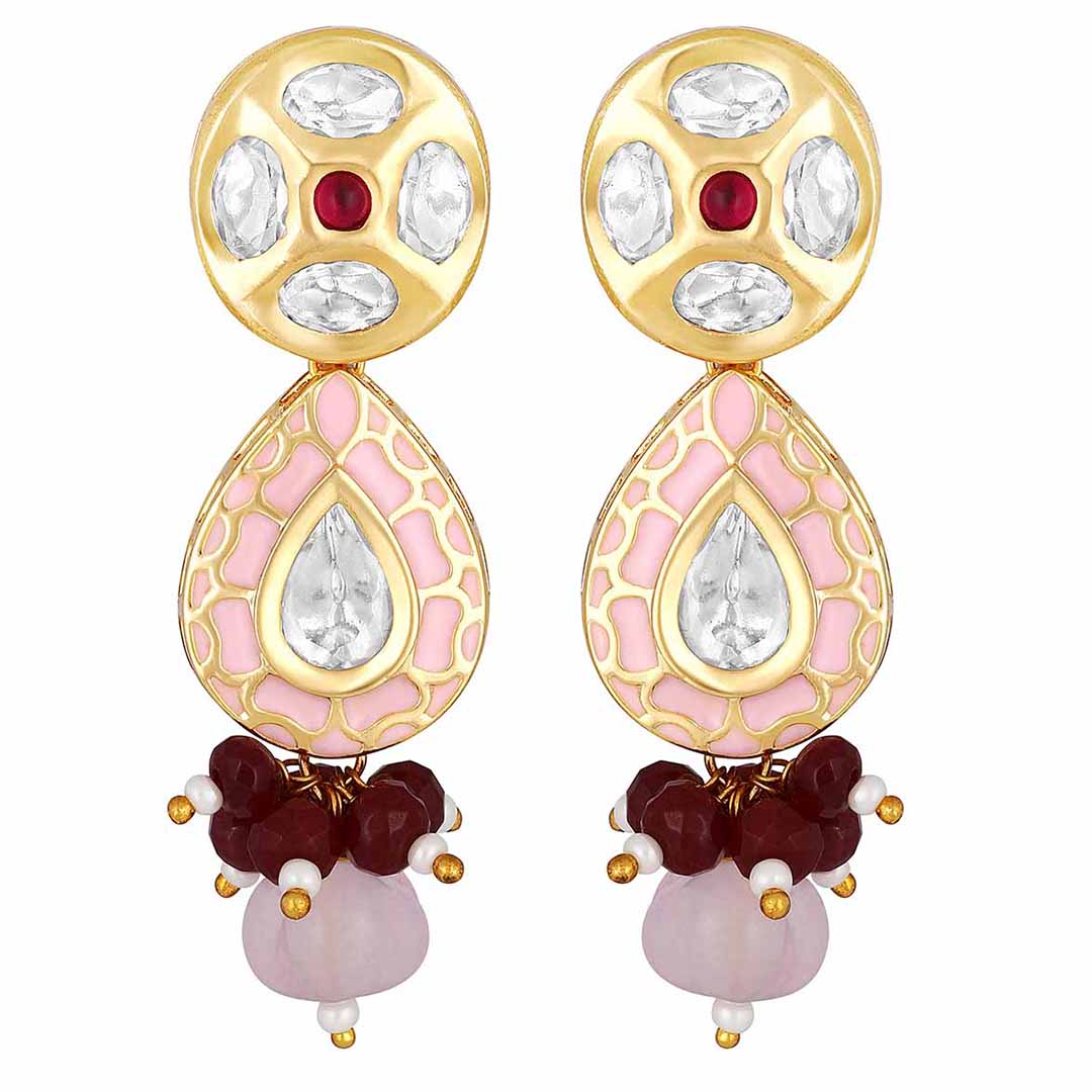 Pink Enamelled Dangler Earrings - HRER110