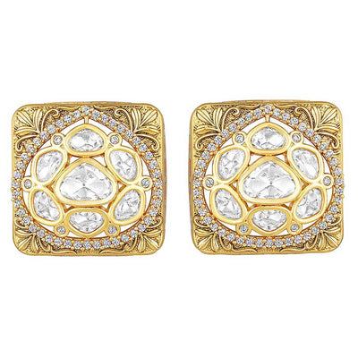 Kundan Studs Square Earrings - HRER123