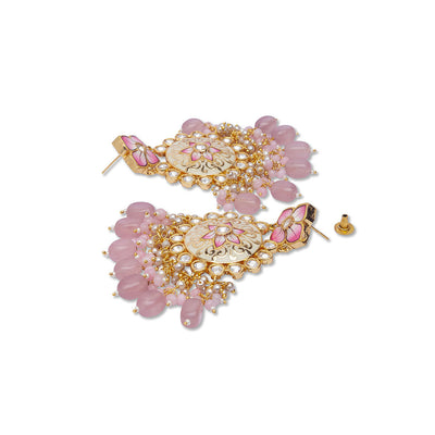 Pastel Pink Meenakari Necklace Set - HRNS103