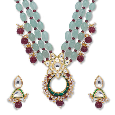 Ruby Green Necklace Set - HRNS113
