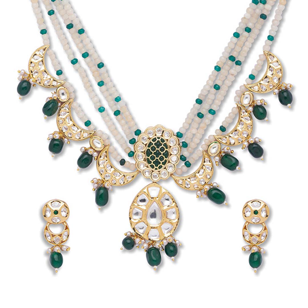 Emerald Chand Necklace Set - HRNS125