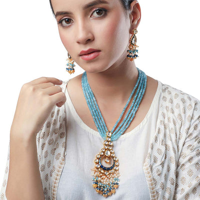 Miharu Blue Long Octa Beaded Necklace – Miharu Crafts