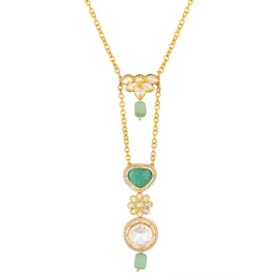 Greenish Stone Pendant With Chain - HRNS151