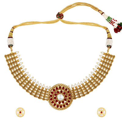 Simply Pearl Studded Necklace Set - HRNS170