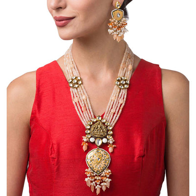 Goddess Laxmi Long Necklace Set - HRNS62