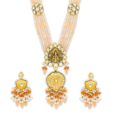 Goddess Laxmi Long Necklace Set - HRNS62