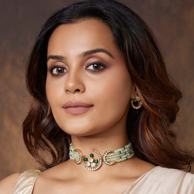 Royal Green Choker And Earring Set - JAJBR23NS 42
