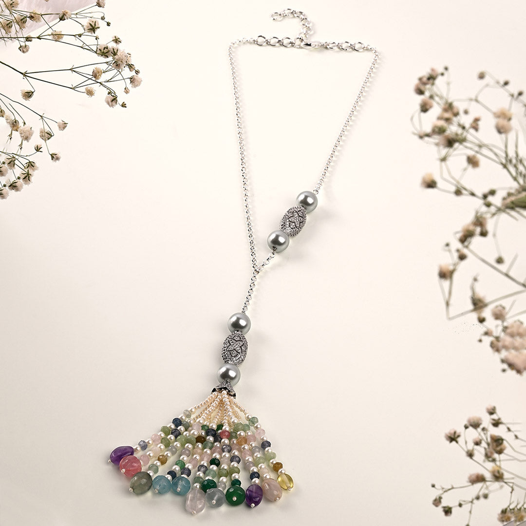 Multi Colour Pearls Lariat Necklace - JUJBR23N20