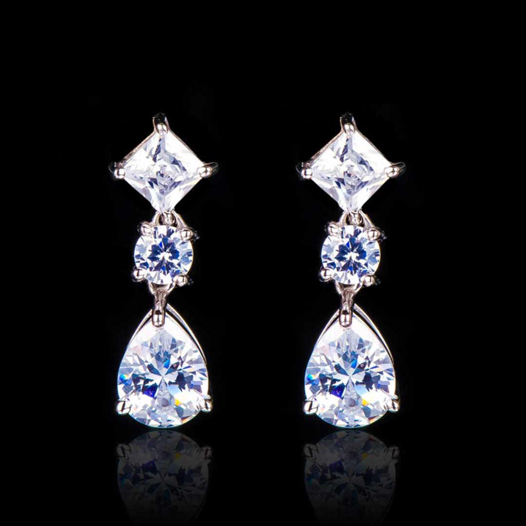 92.5 Silver Everyday Diamond Drop Earrings By Treszuri L1428
