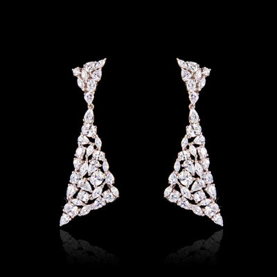 92.5 Silver Cocktail Diamond Cluster Earrings By Treszuri L1437