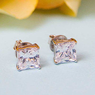 92.5 Silver Princess solitaire Stud Earrings By Treszuri L1454