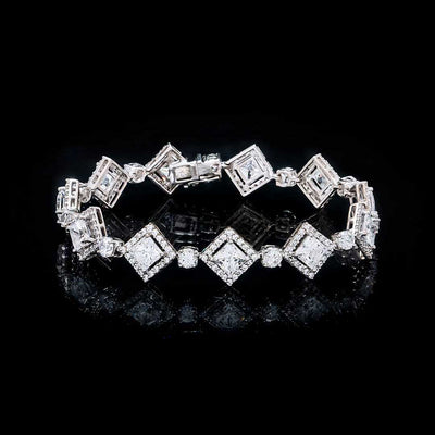 92.5 Silver Princess Cut Diamond Tennis Bracelet By Treszuri L1473