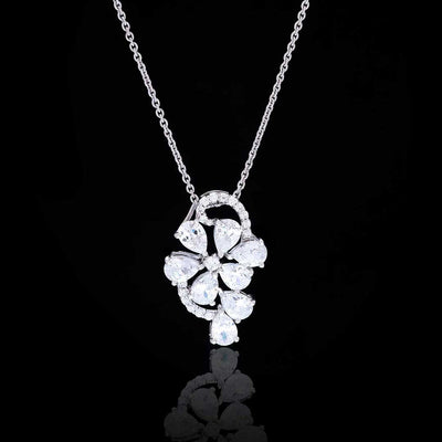 92.5 Silver Flower Diamond Pendant By Treszuri L1480