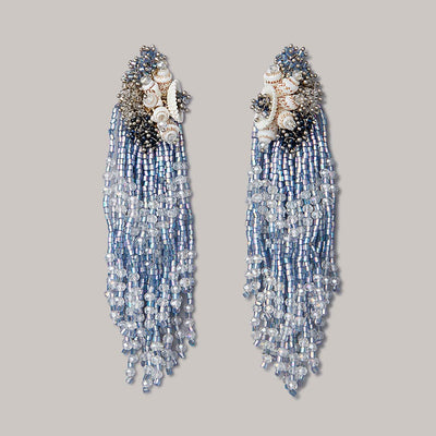 Gold Plated Designer Long Tassel Earrings - LE-738-01 BLUE