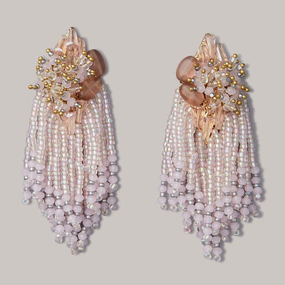 Minimalist Handmade Occasional Pink-Pearl Earrings - LE-766-01-PINK