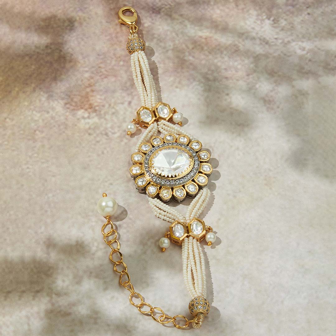 Polki Bracelet With Pearls - MRJBR23BR 40