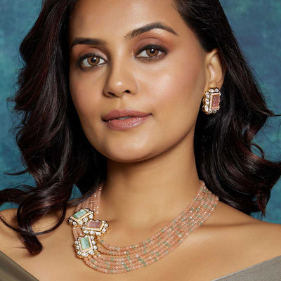 Vibrant Multi Colour Polki Necklace Set - MRJBR23NS 28