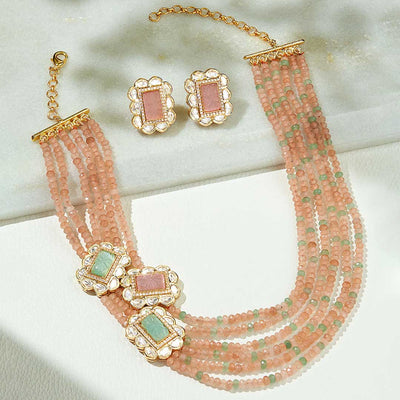 Vibrant Multi Colour Polki Necklace Set - MRJBR23NS 28