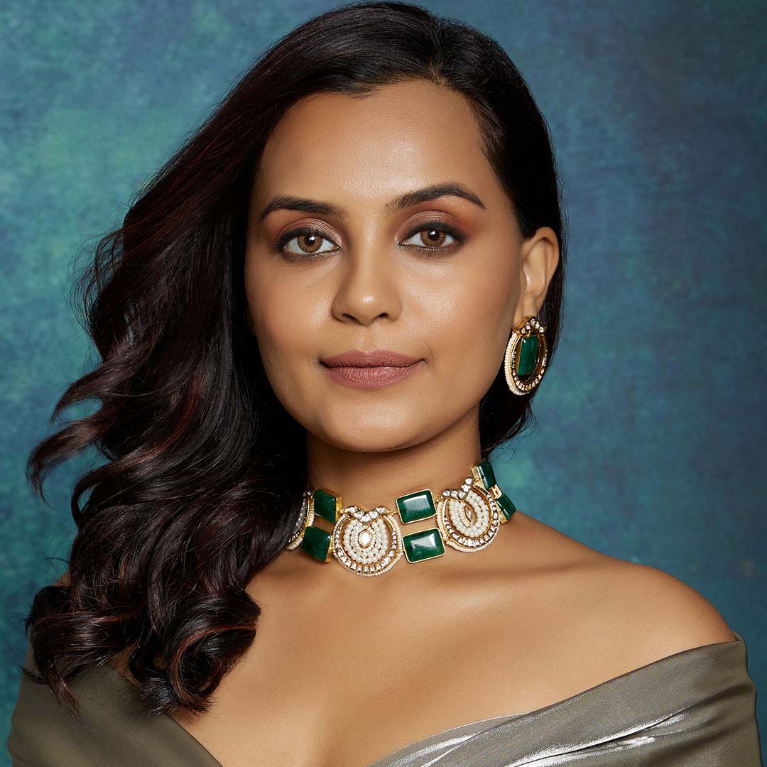 Green & White Polki Choker Set - MRJBR23NS 33
