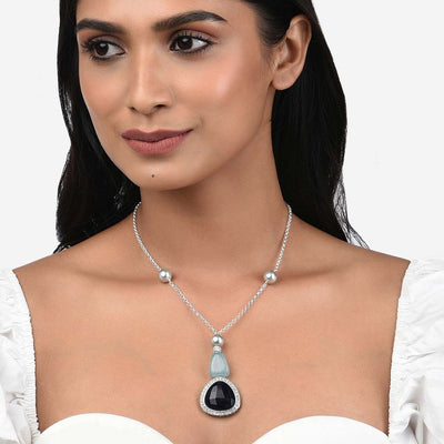 Multi-Colour Agate And Cubic Zirconia Diamond Necklace With Pearls - O2AHANK47