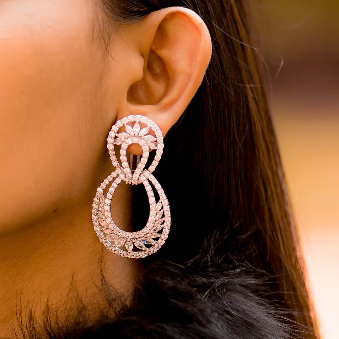92.5 Silver Exquisite Diamond Earings - RSJE11062