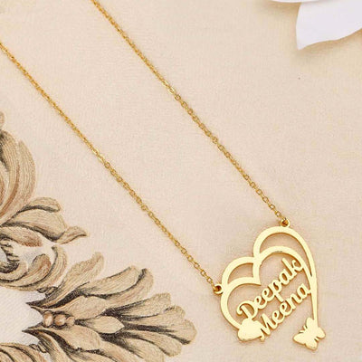 Personalised Double Name Heart Pendant- S35507