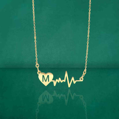 Personalised Heartbeat Pendant with Initial - S35920