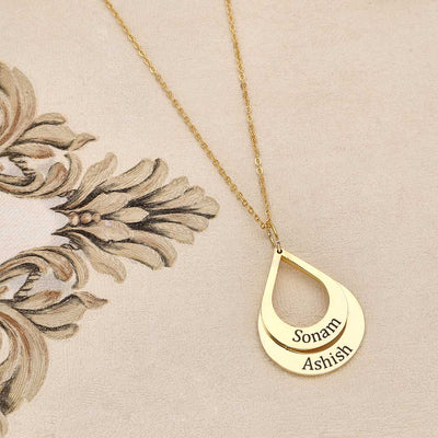 Personalised Waterdrop 2 Names Pendant - S35925