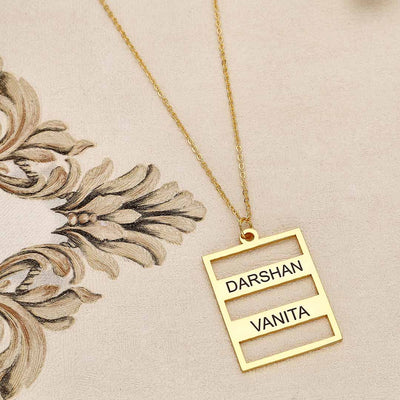 Personalised Double Name Rectangle Pendant - S35928