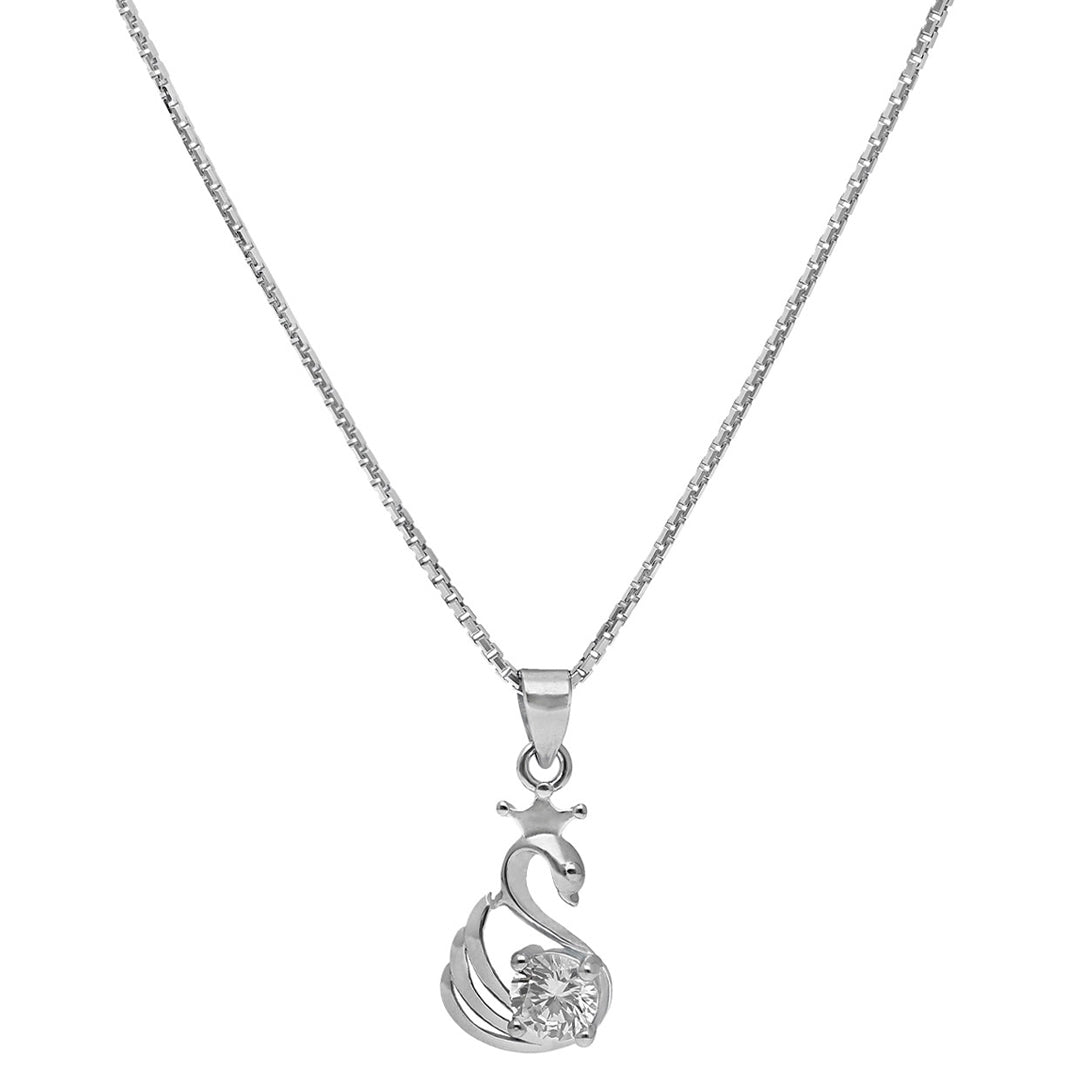92.5 Sterling Silver Studded Swan Pendant - SIA401172