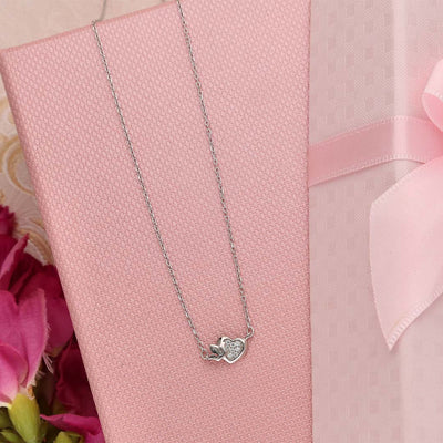 92.5 Silver Zircon Heart Pendant - SIA406587