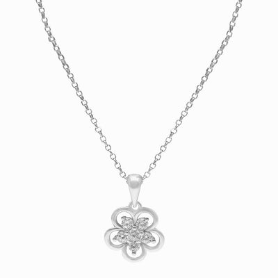 92.5 Silver Flower Pendant With Link Chain - SIA406588