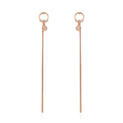 92.5 Silver Rose Gold Long Earrings - SIA406598