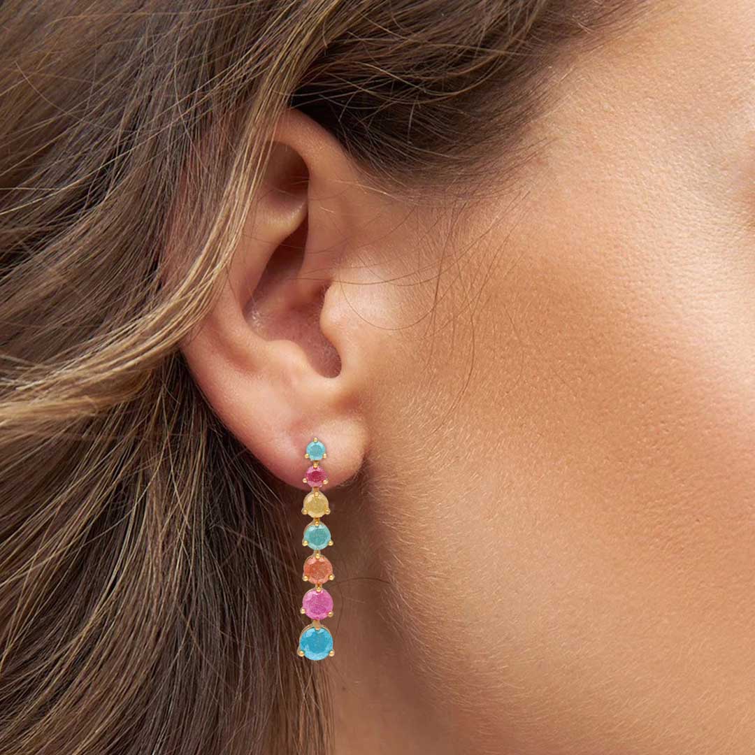Multi Colour Long Tassel Earrings - SIA411639