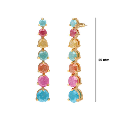 Multi Colour Long Tassel Earrings - SIA411639