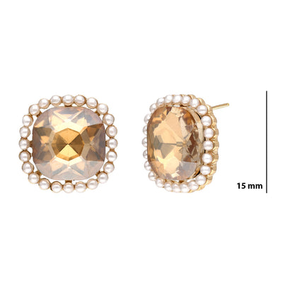 Diamond Studded Square Earrings - SIA411651