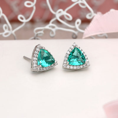 Millenia Aqua Triangle Stud Earrings - SIA412322