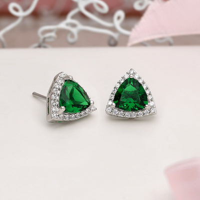 Emerald Triangle Stud Earrings - SIA412345