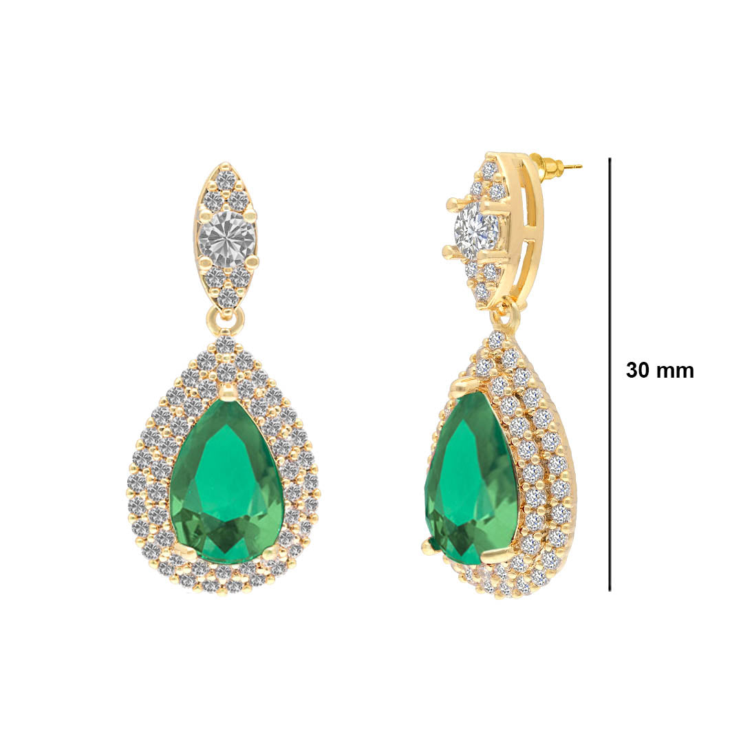 Princess Long Emerald Earrings - SIA412346