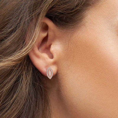 92.5 Rose Gold Shimmer Stud Earrings - SIA412628