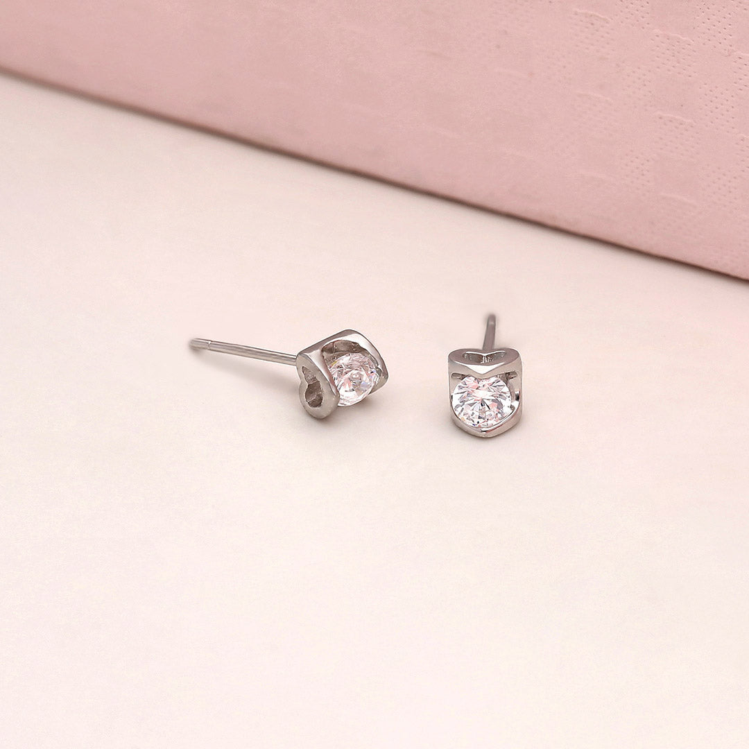 92.5 Silver Playing Heart Earrings - SIA412630