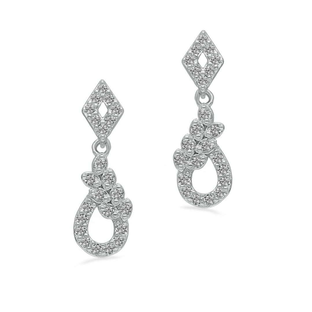 92.5 Silver Zircon Drizzle Drop Earrings - SIA412638