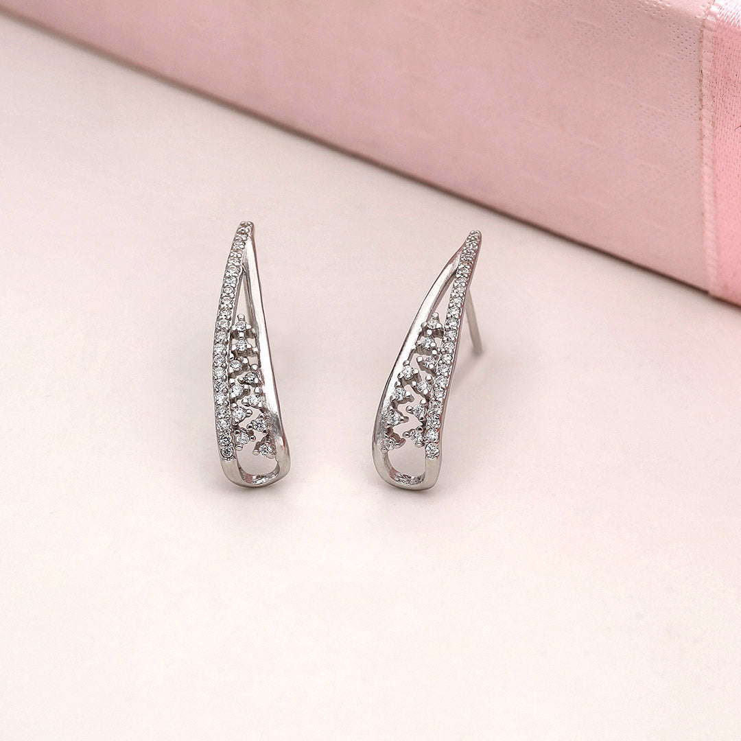 92.5 Silver Solitaire Earrings - SIA412646