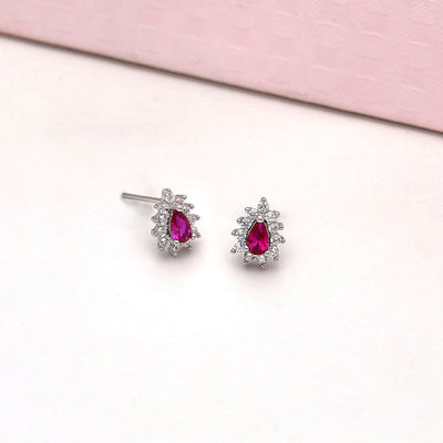 92.5 Silver Pop Pink Studded Studs - SIA412649
