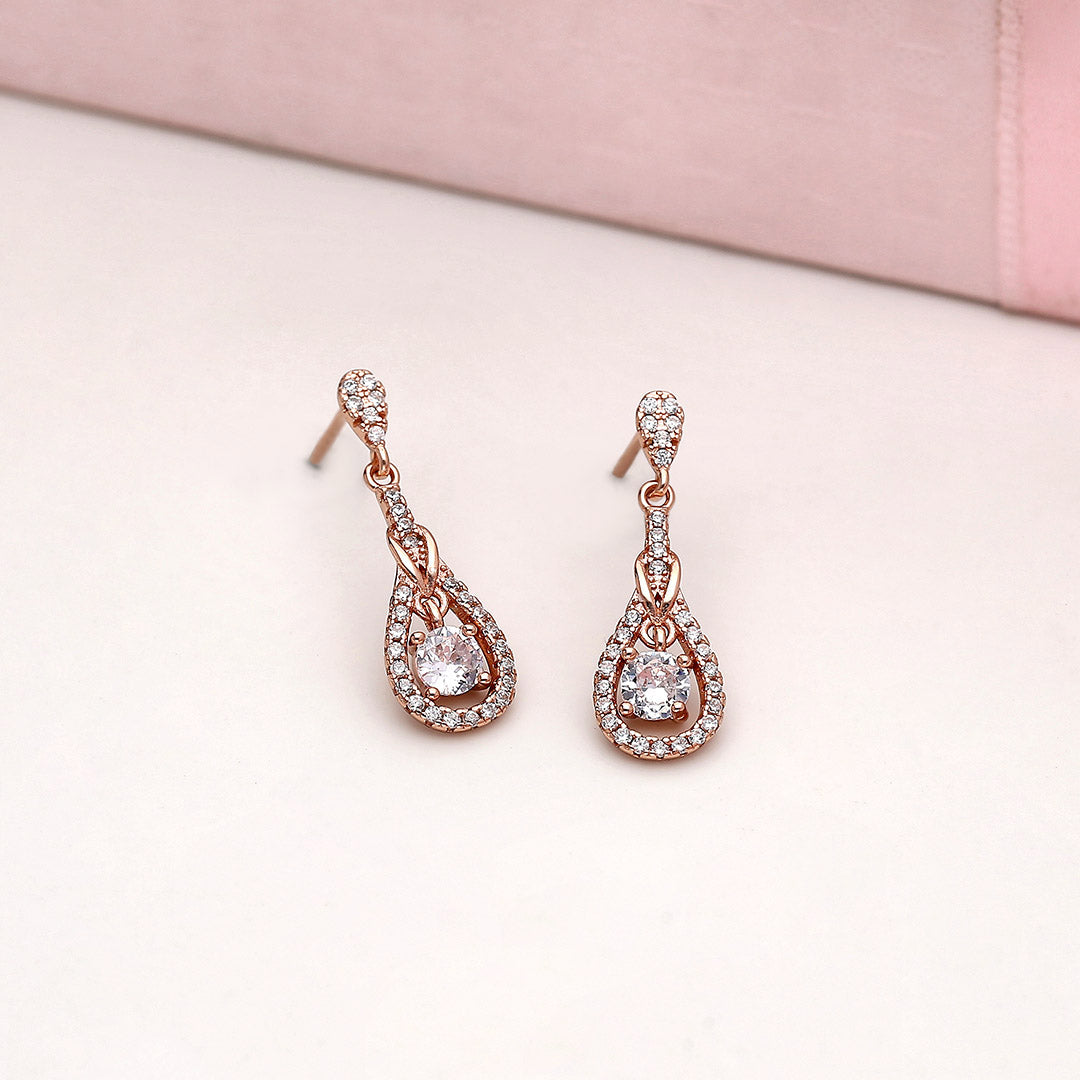 92.5 Rose Gold Sparkling Constellation Earrings - SIA412650
