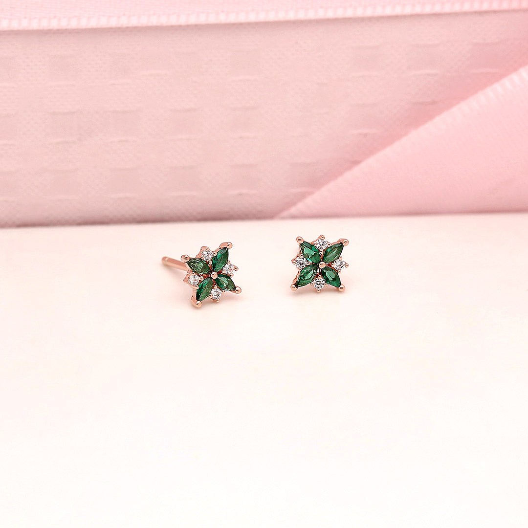 92.5 Silver Zircon Emerald Sunshine Studs - SIA412660